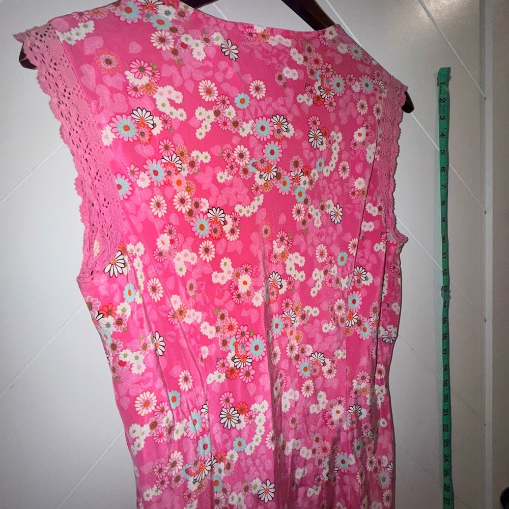 Vintage Diane Von Furstenberg 100% Silk Assets DVF slip dress pink floral maxi - Picture 2 of 10